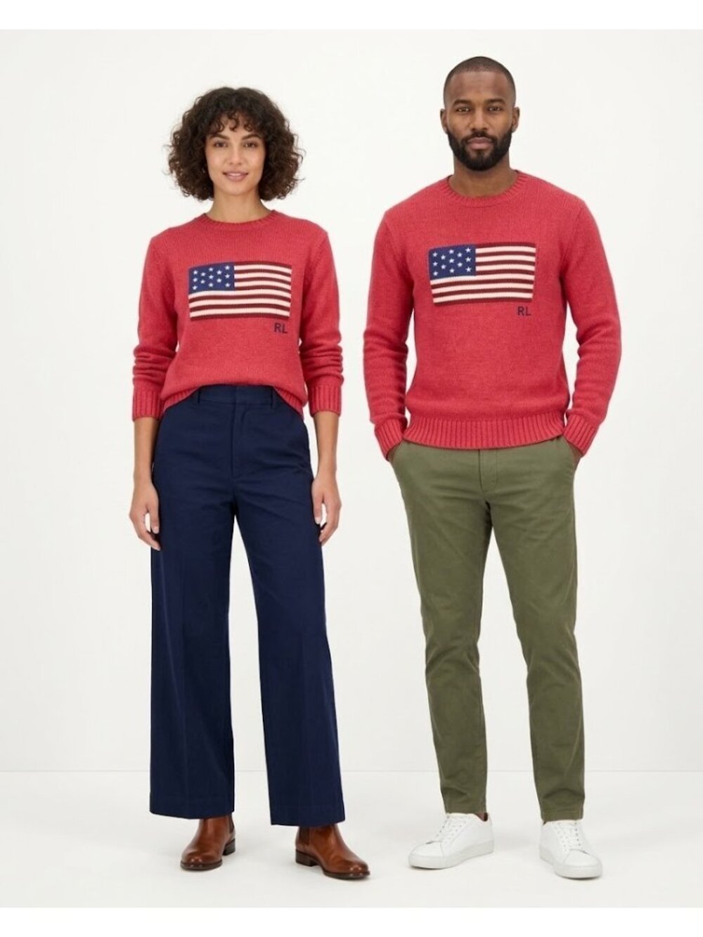 NWT Polo Ralph Lauren The Iconic Flag Sweater in Red Cotton USA Pullover M